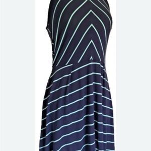 dress Barn   Navy with teal polka dots